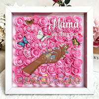 Personalisierter Bilderrahmen mit Rose & Schmetterling, Gravur mit den Namen der Familienmitglieder – Das Geschenk für Mama