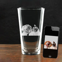 Geätztes Haustierbild-Rocks-Glas, personalisiertes Whiskyglas zum Vatertag, individuelles Glasgeschirr, einzigartiges Geschenk für Papa
