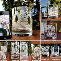 Geätztes Haustierbild-Rocks-Glas, personalisiertes Whiskyglas zum Vatertag, individuelles Glasgeschirr, einzigartiges Geschenk für Papa