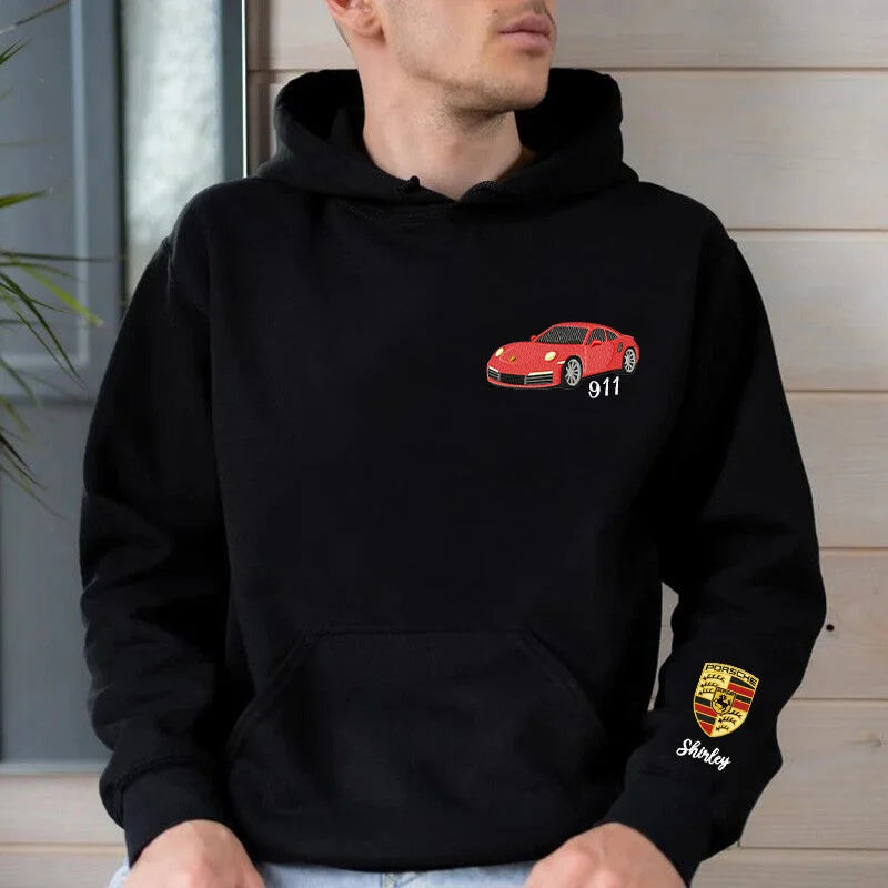 Sweat à capuche de voiture brodé personnalisé, le cadeau parfait pour les amateurs de voitures. Sweat-shirt brodé personnalisé, cadeau papa