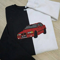 Maßgeschneiderter zweifarbiger Sweatshirt mit Auto-Stickerei – Personalisiertes Fahrzeug-Design 🚗