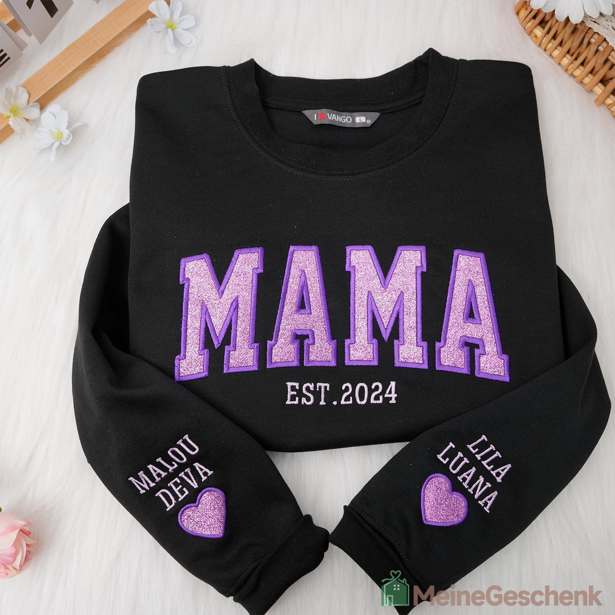 Sweat-shirt/T-shirt personnalisé pour maman avec application pailletée 