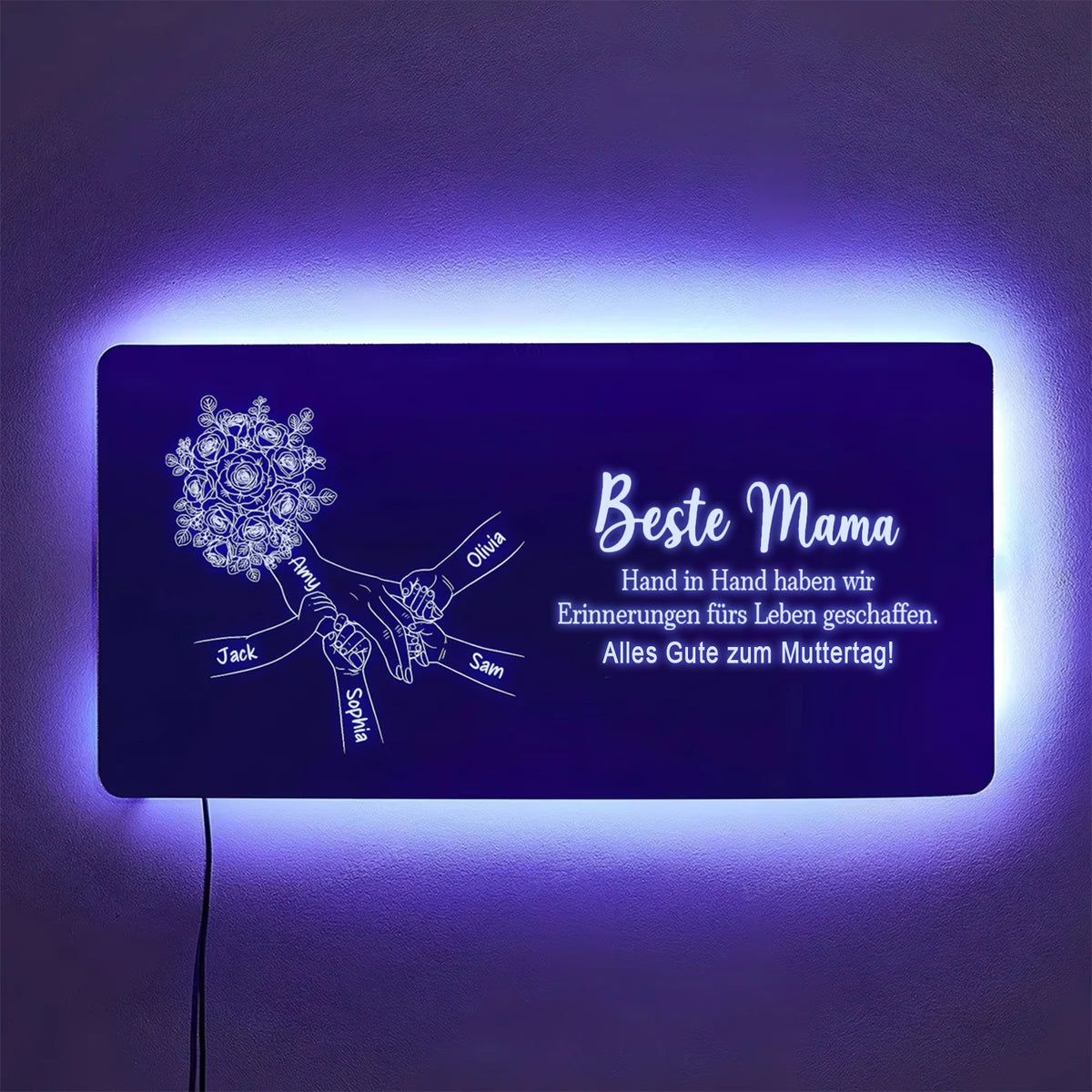 Individuelles Spiegellicht Mama hält Händchen, Personalisiertes Muttertagsgeschenk