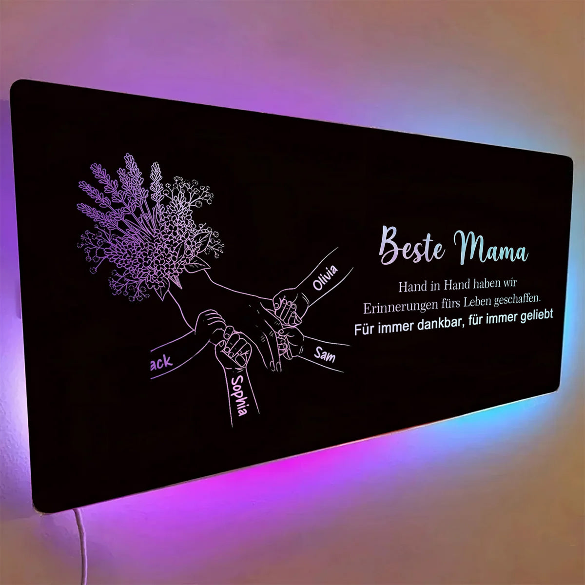 Individuelles Spiegellicht Mama hält Händchen, Personalisiertes Muttertagsgeschenk