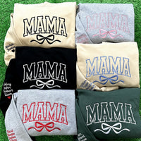Besticktes Mama Schleifen-Sweatshirt mit Kindernamen, Geschenkidee für Mama
