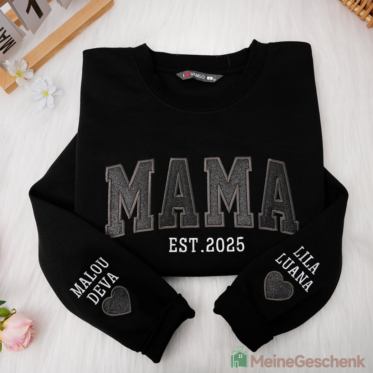 Sweat-shirt/T-shirt personnalisé pour maman avec application pailletée 