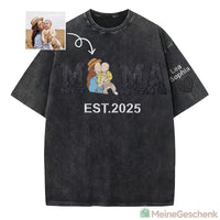 Meinegeschenk Mama Paillettenbesticktes Fotoporträt Gewaschenes T-Shirt