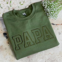 Personalisiertes besticktes Papa-Sweatshirt, T-Shirt, Hoodie mit Kindernamen auf dem Ärmel, Geschenk für neuen Papa, Vatertagsgeschenk