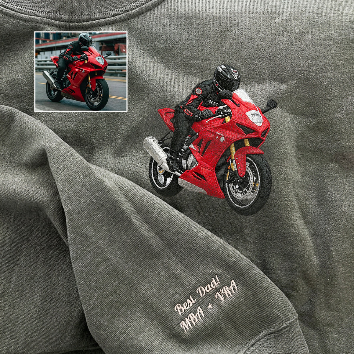 Personalisierte bestickte Motorrad-/Auto-Hoodies und T-Shirts – Geschenke für Autoliebhaber