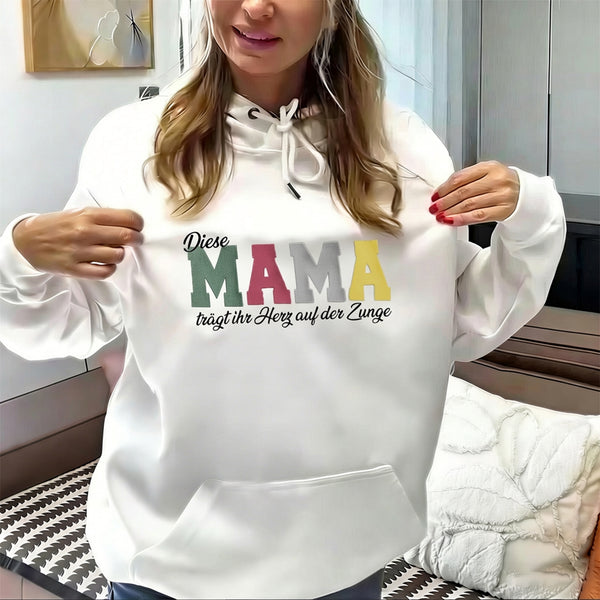 [Stickerei] Individuell besticktes Sweatshirt „Mama trägt ihr Herz auf dem Ärmel“, Muttertagsgeschenk