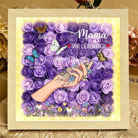 Personalisierter Bilderrahmen mit Rose & Schmetterling, Gravur mit den Namen der Familienmitglieder – Das Geschenk für Mama