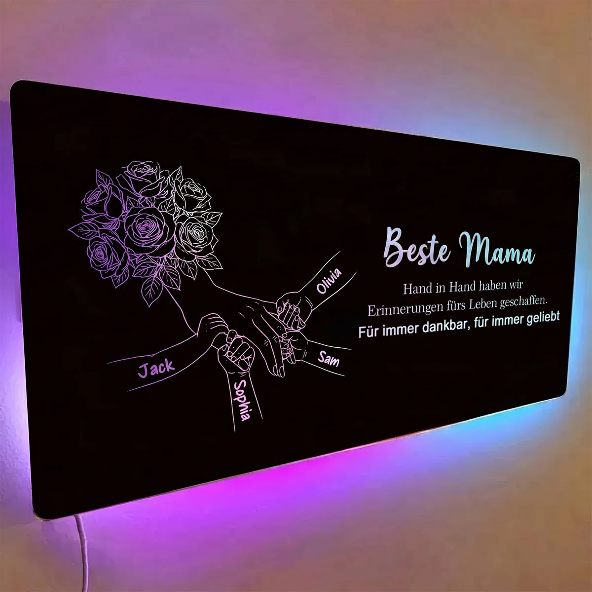 Individuelles Spiegellicht Mama hält Händchen, Personalisiertes Muttertagsgeschenk