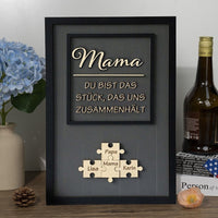 Personalisierte Muttertag Puzzle Zeichen | Mama Du bist das Stück, das uns zusammenhält