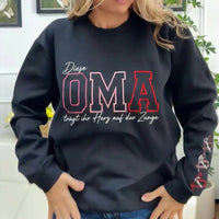 [Stickerei] Individuell besticktes Sweatshirt „Mama trägt ihr Herz auf dem Ärmel“, Muttertagsgeschenk