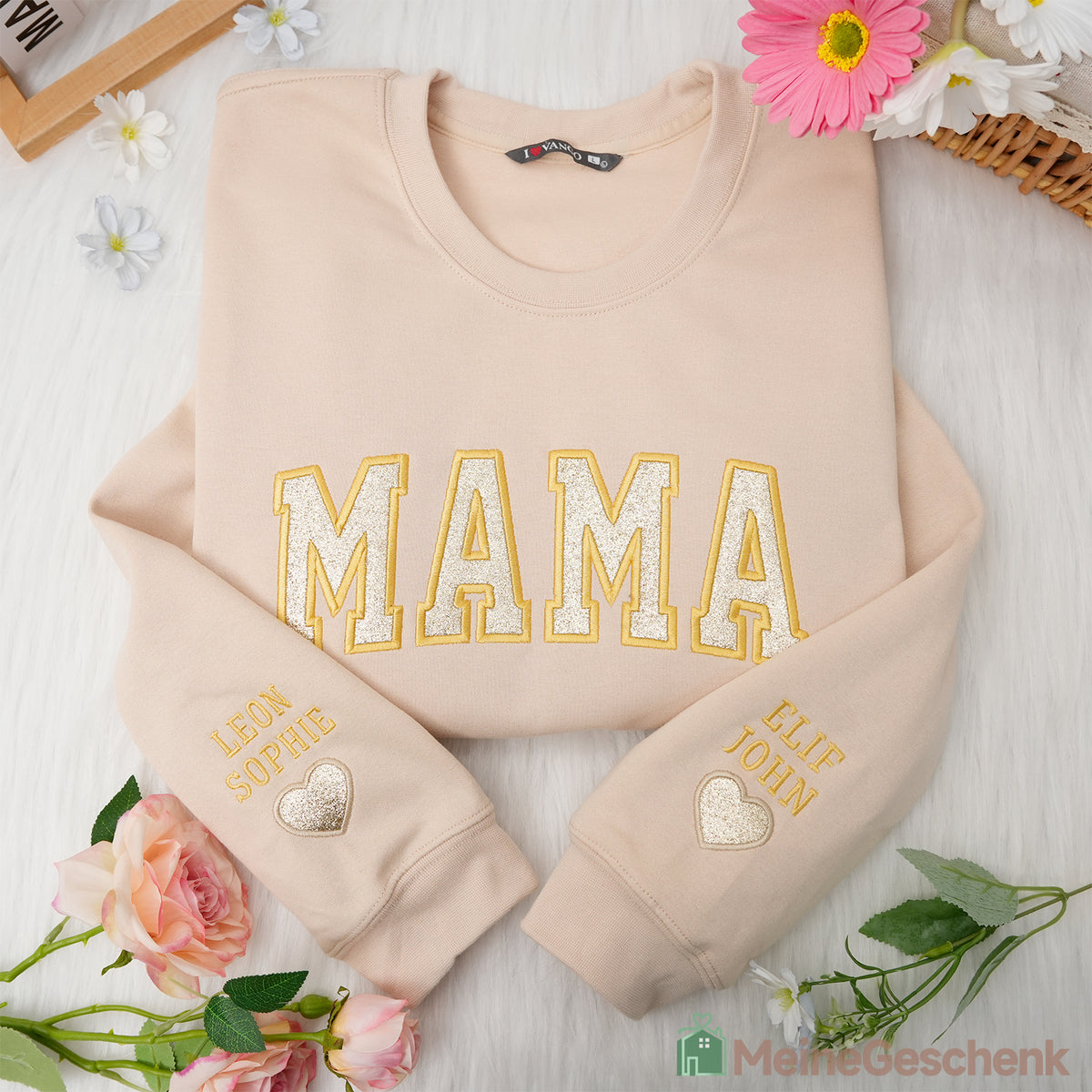 Sweat-shirt/T-shirt personnalisé pour maman avec application pailletée 