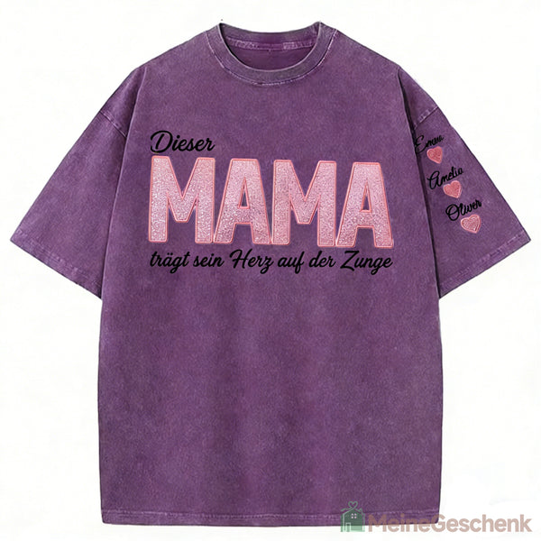 Meinegeschenk Diese Mama trägt ihr Herz auf der Zunge Paillettenbesticktes, Muttertagsgeschenk