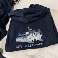 Bestickter Hoodie mit individuellem Bootsbild - personalisierter Hoodie für Bootsbesitzer & Kapitäne
