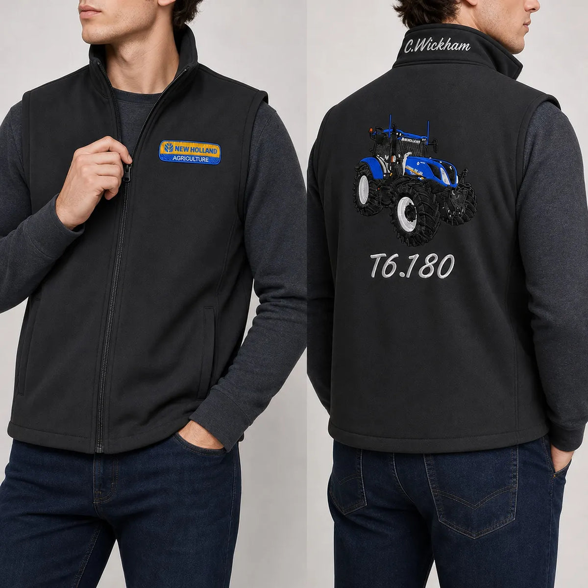 Bestickte Softshell-Weste mit individuellem Traktorenmotiv - Geschenk für Landwirte & Traktorenliebhaber