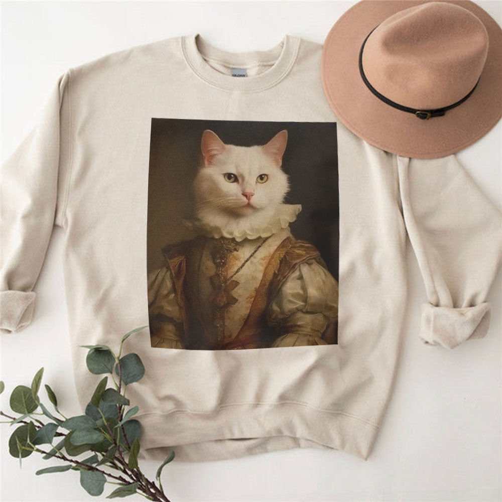 Königliches Haustierportrait-Sweatshirt, personalisiertes Haustiergeschenk, König und Königin Haustierkunst-Sweatshirt, Renaissance-Haustier-Sweatshirt