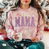 Personalisiertes Pailletten-Sweatshirt MAMA mit Glitzerbuchstaben im Vintage-Stil – das perfekte Muttertagsgeschenk für Mama