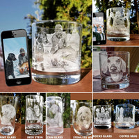 Geätztes Haustierbild-Rocks-Glas, personalisiertes Whiskyglas zum Vatertag, individuelles Glasgeschirr, einzigartiges Geschenk für Papa