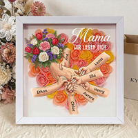 Personalisierte Erinnerungsbox mit weißen Rosen – Mama hält Händchen – Individuell gestalteter Rahmen zum Muttertag