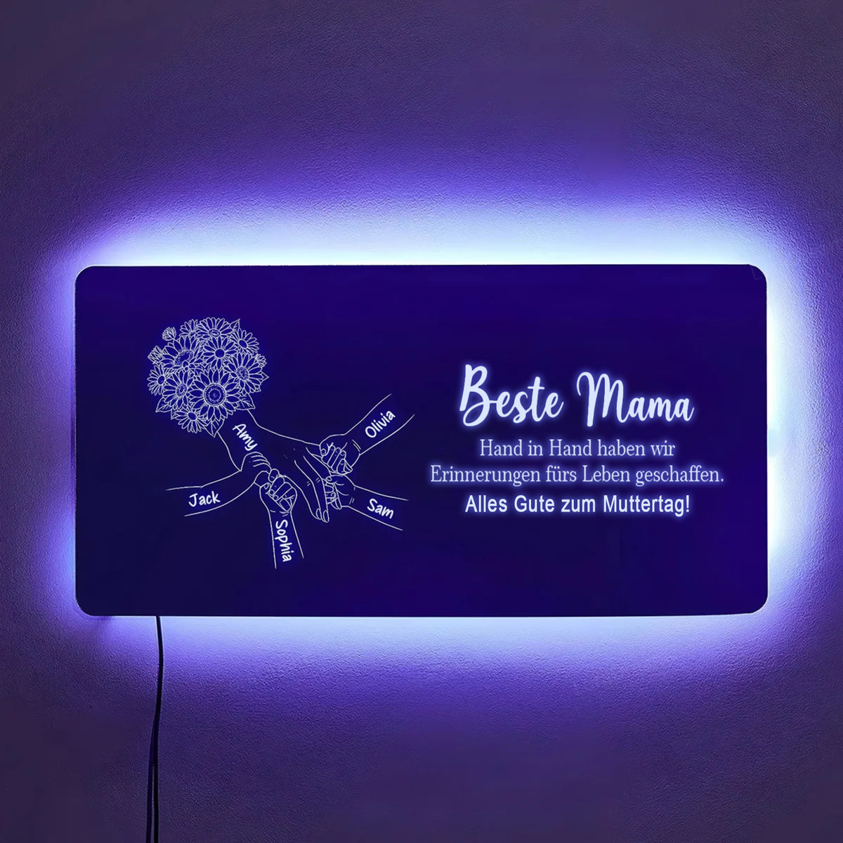 Individuelles Spiegellicht Mama hält Händchen, Personalisiertes Muttertagsgeschenk