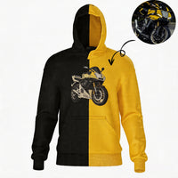 Zweifarbiger Hoodie mit Motorrad-Stickerei – Das perfekte Geschenk für Biker 🏍️
