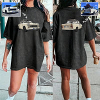 Gewaschener Vintage-Kapuzenpullover mit beidseitiger Auto-Stickerei