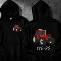 Bestickter Hoodie mit individuellem Traktorenmotiv - personalisiertes Logo auf der Vorderbrust & Traktorenmotiv auf der Rückseite