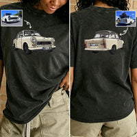 Gewaschener Vintage-Kapuzenpullover mit beidseitiger Auto-Stickerei