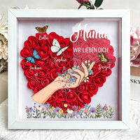 Personalisierter Bilderrahmen mit Rose & Schmetterling, Gravur mit den Namen der Familienmitglieder – Das Geschenk für Mama