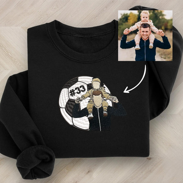 Geborduurd shirt voor de eerste keer vader | Aangepast shirt voor nieuwe vaders | Gepersonaliseerd T-shirt met foto van papa | Cadeau voor nieuwe vaders
