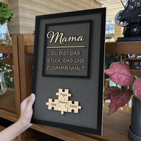 Personalisierte Muttertag Puzzle Zeichen | Mama Du bist das Stück, das uns zusammenhält