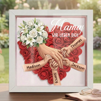 Personalisierte Erinnerungsbox „Wir sind immer bei dir“ – Individuell gestalteter Rahmen mit Händchen haltenden Müttern, Geschenk zum Muttertag