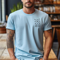Gepersonaliseerd T-shirt voor papa met de naam van het kind en het geboortejaar – pijlontwerp (aanpasbaar)