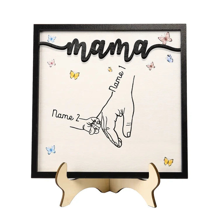 Mama/Mom Holz Deko-Personalisierbare 2-7 Namen Ornament Mutter Hand Holzdekoration für Mutter