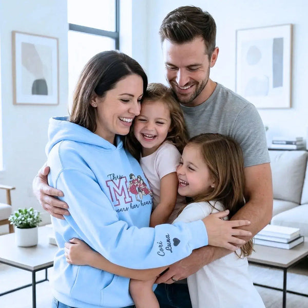 Besticktes Mama-Sweatshirt „Herz auf dem Ärmel“ – mit Foto-Porträt – Muttertagsgeschenk für Mama