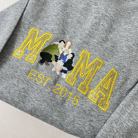 Personalisiertes, besticktes Glitzer-Sweatshirt/Hoodie mit Familienfoto