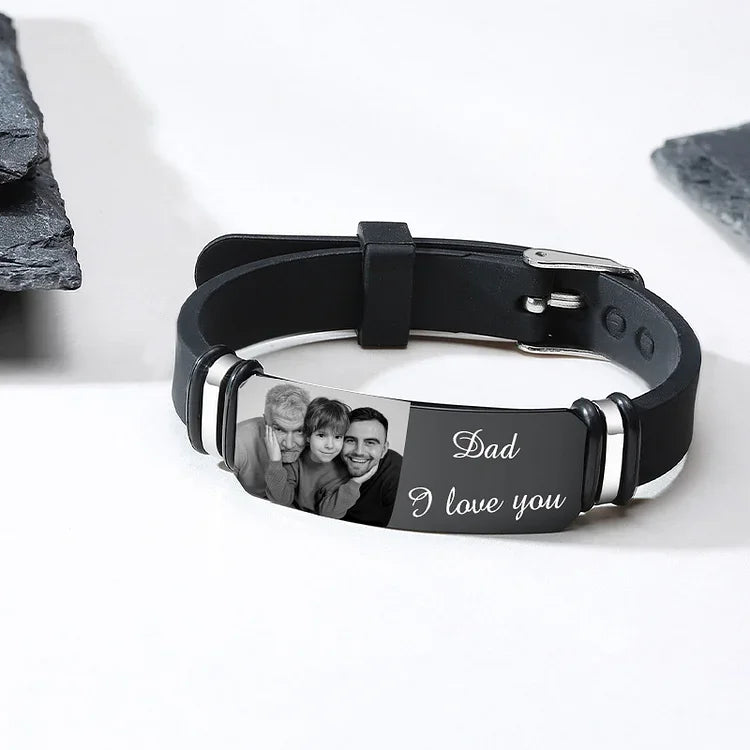 Herren Personalisiertes Foto & Text Armband-DU & ICH für immer und ewig bis irgendwann