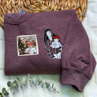 Individuell besticktes T-Shirt, Sweatshirt mit Mama-Porträt