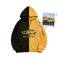 Maßgeschneiderter zweifarbiger Sweatshirt mit Auto-Stickerei – Personalisiertes Fahrzeug-Design 🚗