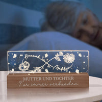 Personalisiertes LED-Nachtlicht mit Linien-Geburtsblume und Unendlichkeits-Design mit Namen und Text, Muttertag, Heimdekoration, Geburtstagsgeschenk für Mama und Oma