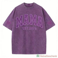 Meinegeschenk gewaschenes T-Shirt mit Glitzer, Paillettenstickerei MAMA, Muttertagsgeschenk