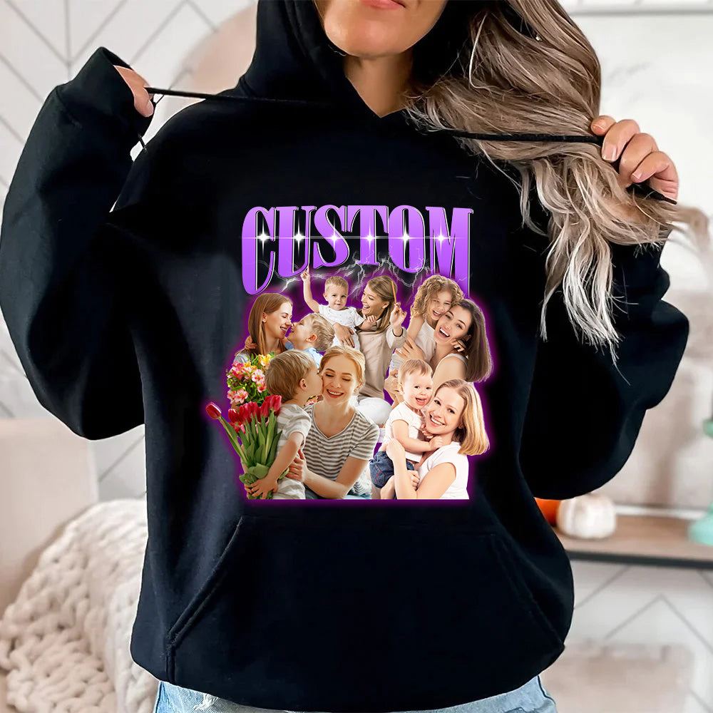 Idee für individuelle Retro-Sweatshirts zum Muttertag. Passen Sie Ihr eigenes 90er-Jahre-Retro-Sweatshirt an