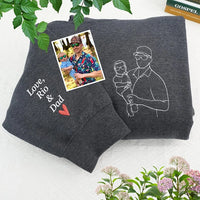 Personalisiertes Papa-Fotoshirt – Besticktes Porträt von Papa & Kindern – Individuelles Erinnerungsgeschenk zum Vatertag