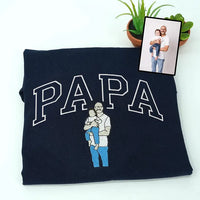 Benutzerdefiniertes besticktes Papa-Foto-Sweatshirt, personalisiertes Portrait vom T-Shirt