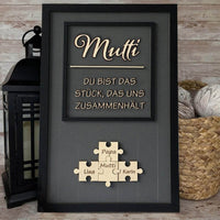 Personalisierte Muttertag Puzzle Zeichen | Mama Du bist das Stück, das uns zusammenhält