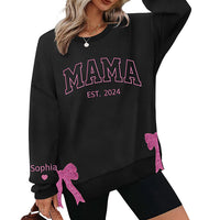 Personalisiertes Mama-Sweatshirt mit Glitzer-Seitenschleife und Stickerei