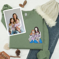 Individuell besticktes T-Shirt, Sweatshirt mit Mama-Porträt